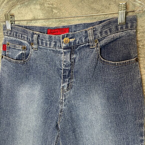 Vtg Let Me B Y2K Women Hip Hop Mid Rise Stretch Flared Blue Denim Jean 16P - Picture 3 of 12